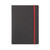CW Office Black N Red Soft Cover Notebook A5, black notebook with textured cover and a red elastic band for closure.