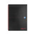 CW Office Blacknred Hdbk Wbnd Nbk RCYC A4 PK2, an image of a black recycled hardcover notebook with red accents, spiral binding on the left side, and the Oxford logo on the front cover.