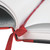 CW Office Black N Red Single Cash Book A5 PK5, close-up of an open ledger with white lined pages and a red ribbon bookmark.