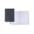 CW Office Q-Connect CB Ruled Notebook A5, open black notebook showing lined pages inside.