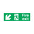 CW Office Signslab Fre Ext R/M Arw D/L PVC fire exit sign, green and white emergency escape route indicator with directional arrow and running figure.