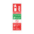 CW Office Sign Fire Extgr Water PVC 300X100MM, a safety sign indicating water fire extinguisher usage and safety instructions with red, green, and white colors.