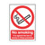CW Office Safety Sign No Smoking Rigid PVC A5, printed no smoking sign with a red circle and slash over a cigarette icon on a white background, with a red rectangular box containing white text that reads 'No smoking' and additional information about legal restrictions.