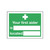 CW Office Your First Aider Is Sign PVC 200X150, Green and white first aid identification sign with a cross symbol and space for location details.