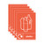 CW Office A5 Sign Plastics Only Pack Of 5, orange signs with white outlines of plastic bottles and a recycling arrow, indicating recyclable plastics for waste disposal.