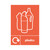 CW Office A5 Sign Plastics Only Pack Of 5, plastic bottles recycling sign in white outline on orange background with text 'plastics' at bottom.