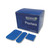 CW Office Wallace BLU Detectable Plast AST P150, blue plastic safety plaster strips for medical use, in a box with three plaster samples placed outside.