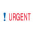 CW Office Trodat Office Printy Stamp - Urgent, red text with a blue exclamation mark symbol indicating urgency.