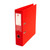 CW Office Prem Lever Arch File A4 PP Red PK10, red plastic lever arch file with label holder and metal rings for organizing A4 documents.