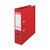 CW Office Esselte No 1 L/Arch 75MM A4 Red PK10, red A4-sized file storage box with ring binder rings on the side for organizing documents.