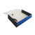 CW Office Q-Connect 75MM Box File FC Blue PK5, open blue and black storage box with interior design for organizing documents.