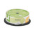 CW Office Q-Connect DVD-R 4.7GB Cake Box PK25, a stack of 25 blank DVD-R discs in a green and clear plastic cake box with compact design for data storage and recording.