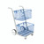 CW Office Gosecure Major Mail Trolley Silver, a mobile metal trolley with two blue wire baskets and four caster wheels for secure mail transportation.