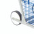 CW Office Gosecure Major Mail Trolley Silver, close-up image showing the wheel and part of the blue wire basket of the mail trolley.