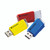 Verbatim Stre/Click USB 16GB flash drives in red, yellow, and blue colors, compact and portable for data storage and transfer.