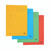 CW Office Elba Spring Pkt File FC Blue PK25, set of four colorful file folders in yellow, blue, green, and red with lined note sections and metal fasteners