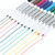 CW Office Fabric Markers PK24, set of 12 colorful fabric markers with white barrels and black tips arranged in a row with colored lines drawn on white paper.