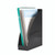 CW Office Contour Magazine File Black CE06111, a black magazine holder organizer with a curved design holding A4 notebooks and documents.