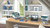 CW Office Riviera By Cep 4 Drawer Unit Multi, desk organizer with four drawers in teal, white, gray, and dark blue colors on a wooden desk in office setting.
