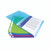 CW Office Rapesco A4 Disp Bk 20 Trans AST PK10, set of colorful transparent document folders in blue, green, purple, and pink with a sheet of paper inside one of the folders.