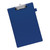 CW Office Standard Clipboard Foolscap Blue, a blue office clipboard with a metal clip for holding papers.