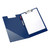 CW Office Fold-Over Clipboard Foolscap Blue, open blue clipboard with a white foolscap sheet, pen, and clip for note-taking and document organization.