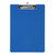 CW Office Clipboard Solid Plastic A4 Blue, blue plastic clipboard with metal clip for documents and writing paper.