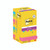Product CW Office Post-It S/Stick 76X76 90S Crnvl PK12, the yellow sticky notes with colorful edges and 3M branding on packaging.