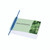 CW Office Q-Connect E Clip Blue PK100, blue e clips for stationery organization placed on a stack of green and white papers labeled 'Bank Statements' with a blue pen resting on top.