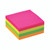 CW Office Q-Connect Quick Note Cube 76X76 Neon, stack of colorful neon sticky notes in pink, yellow, green, and orange on white background.