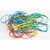 CW Office Qconnect Xband Rubber Bands 100G AST, a colorful assortment of elastic rubber bands in various colors like blue, green, yellow, red, and orange on a white background.