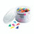 CW Office Laurel Paperclip Plastic 35MM PK200, color assorted paper clips in a transparent container with open lid.