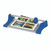 CW Office Q-Connect A4 Rotary Trimmer, blue and gray paper cutting tool with adjustable guide and cutting blades for precise trimming of photographs.