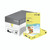 CW Office Xerox Symp A4 Paper 80G Ylw PK500, yellow printing paper boxes featuring colorful design, brand logo, and product details on packaging.
