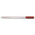 CW Office Ball Pen Medium 1MM Tip Red PK50, a transparent ballpoint pen with a red cap and tip, designed for smooth writing in a pack of 50.