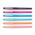 CW Office Papermate Flair Felt Pen 0.7 Trp PK6, six colorful felt-tip pens in purple, pink, blue, light blue, orange, and peach with white clips, ideal for writing and highlighting.