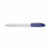 CW Office Q-Connect Stick Ballpoint Pen PK20, transparent barrel with a blue cap and grip, featuring a silver tip and black ink.