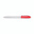 CW Office Q-Connect Stick Ballpoint Med Rd P20, clear and red ballpoint pen with a grip and clip for writing.
