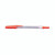 CW Office Red Medium Ballpoint Pen PK50, red and transparent ballpoint pen with a plastic barrel and cap.