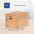CW Office Smoothmove Standard Moving Box PK10, a cardboard moving box with dimensions 35.50 cm by 55.50 cm and a height of 36 cm, featuring printed labels and symbols for packing and handling.