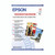 CW Office Epson Semi Gloss A3 Photo Paper PK20, close-up of the product packaging showcasing the label and sample photos of tropical scenery and street scene with phone booth.