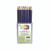 CW Office Artiste Jumbo Tri Hb Pencil Tub PK36, image of a clear plastic container holding 36 triangular HB pencils with navy blue bodies and sharpened graphite tips.