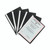 CW Office Q-Connect Project Folder A4 BLK PK25, black plastic folder with a white stripe on the spine, holding a document with university letterhead.
