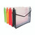 CW Office Seco Pop Wallet Foolscap Plus AST P4, transparent multi-colored expandable wallet folder with black trim for documents.