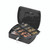 CW Office Q-Connect 10 Inch Black Cash Box, secure black cash storage box with coin compartments and a locking mechanism.
