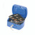 CW Office Q-Connect Blue 6 Inch Cash Box, small portable cash storage container with coin compartments and a secure lock.