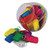 CW Office Kevron Clicktag Key Tag L AST PK70, colorful plastic key tags with metal keyrings in a clear plastic jar and scattered outside.