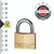 CW Office Master Lock 60MM Brass Padlock 2KEYS, a brass padlock with a wooden body and a silver hardened shackle.