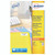 CW Office Averyl Mini Labels+ 84TV White, image of a pack of mini organizing labels in white with example labels like 'CUSTOMERS A-J' and 'CUSTOMERS U-Z' on colorful plastic folders, alongside a computer keyboard and a pen holder on a wooden desk.