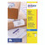 CW Office Avery Inkjet Address Label 14 Sheet, product packaging featuring printed address labels on brown paper rolls, suitable for inkjet printers, with text indicating smudge-free printing and pack details.